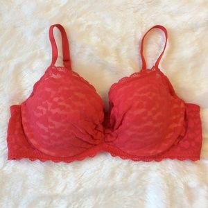 Victorias Secret Lined Demi Bra 36C Pink Lace Sexy